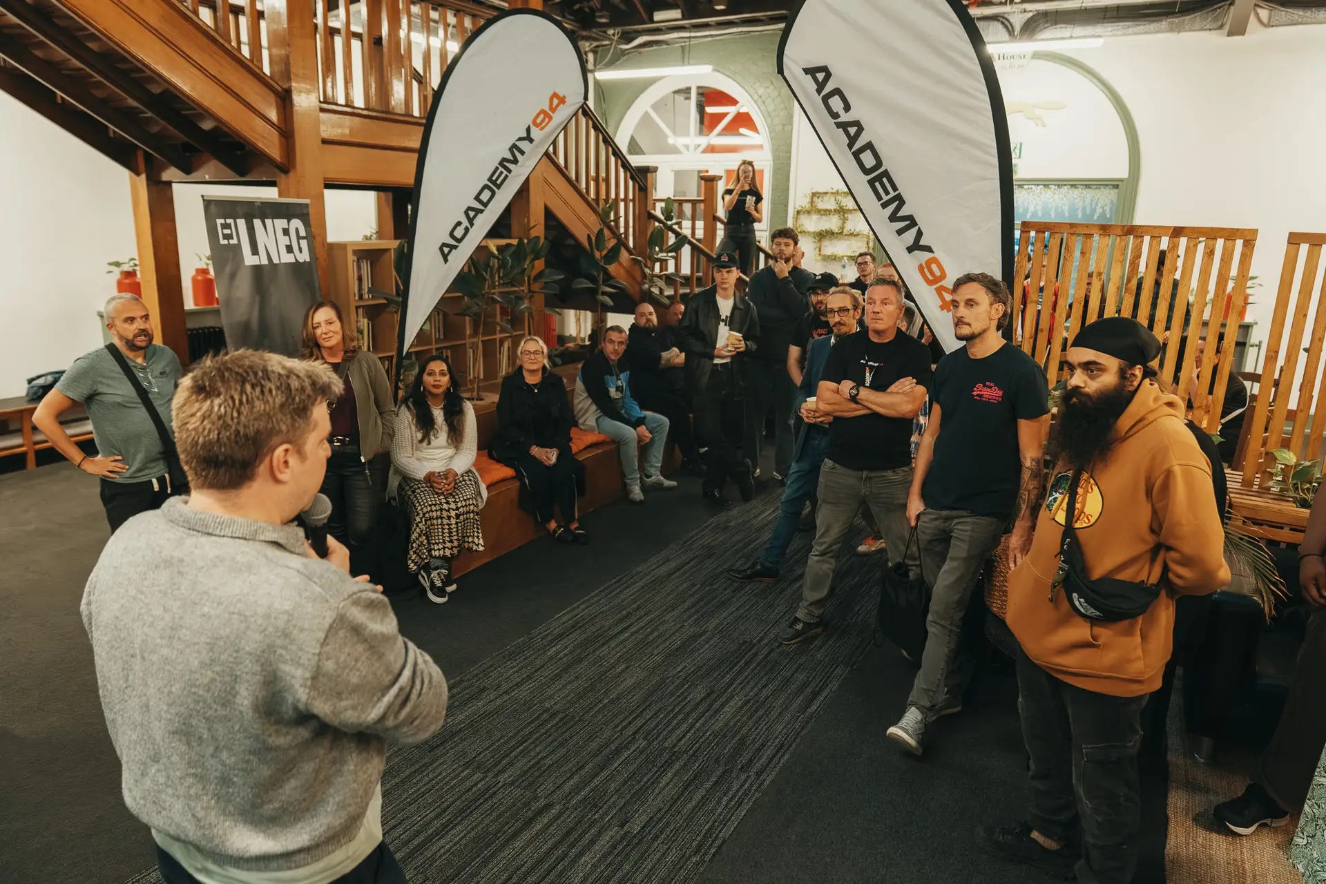 Artists meeting and networking at an Academy94 community event